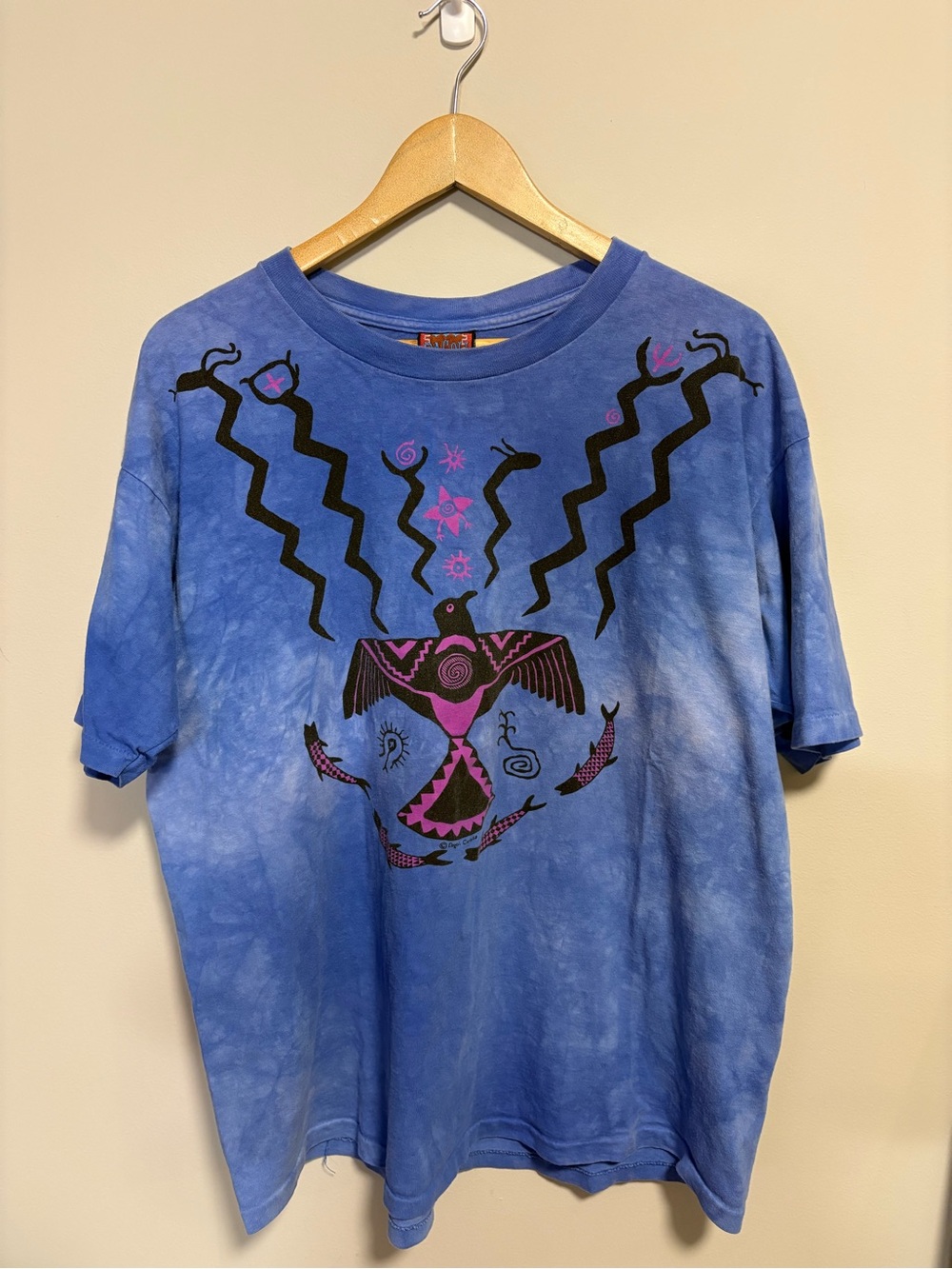Vintage DAGOLI Canada Tie Dye Ancient Cave Art Graphic T-Shirt Size XL